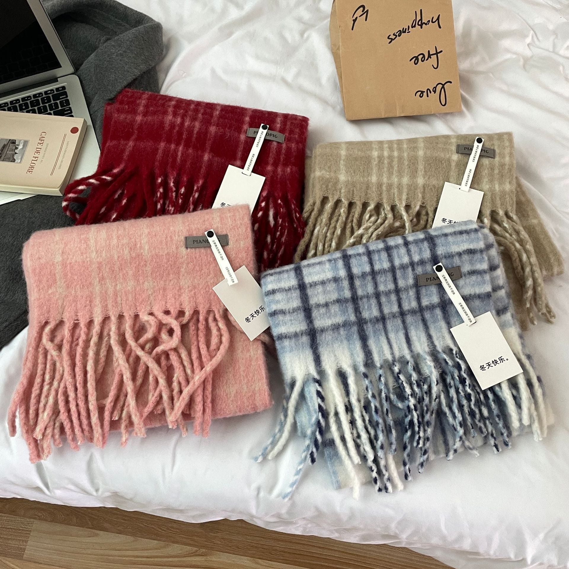 Advanced Plaid Scarf Autumn Winter Women Vintage