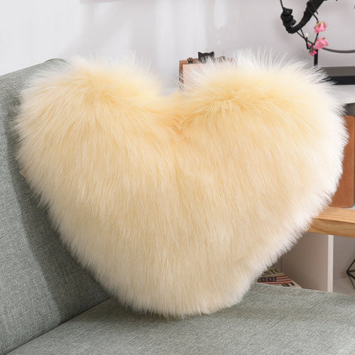Throw Pillows Heart Shape Long Plush Fluffy Shaggy Cushion Cover Sofa