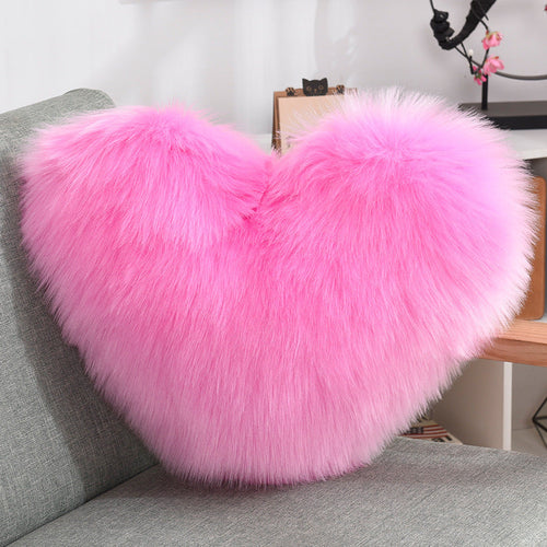 Throw Pillows Heart Shape Long Plush Fluffy Shaggy Cushion Cover Sofa