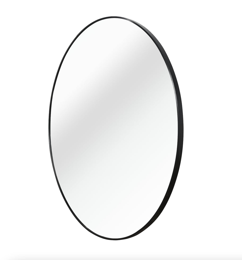 39 Inch Black Metal Framed Round Bathrrom Mirror for Wall.