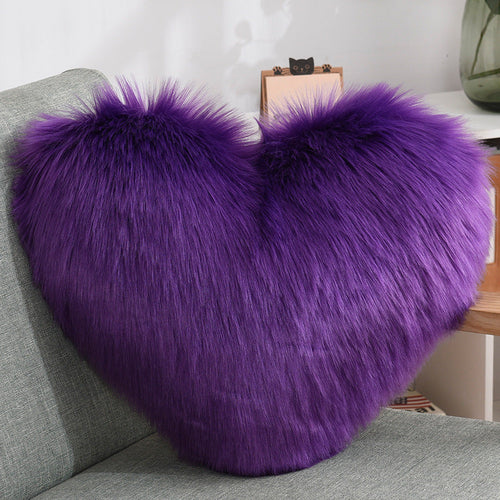 Throw Pillows Heart Shape Long Plush Fluffy Shaggy Cushion Cover Sofa