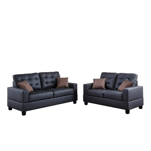 LuxeLiving™ – 2‑Piece Faux Leather Sofa Set with Pillows (US