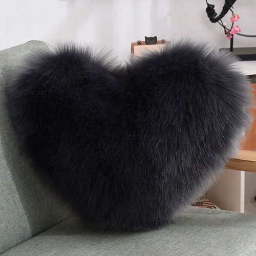 Throw Pillows Heart Shape Long Plush Fluffy Shaggy Cushion Cover Sofa