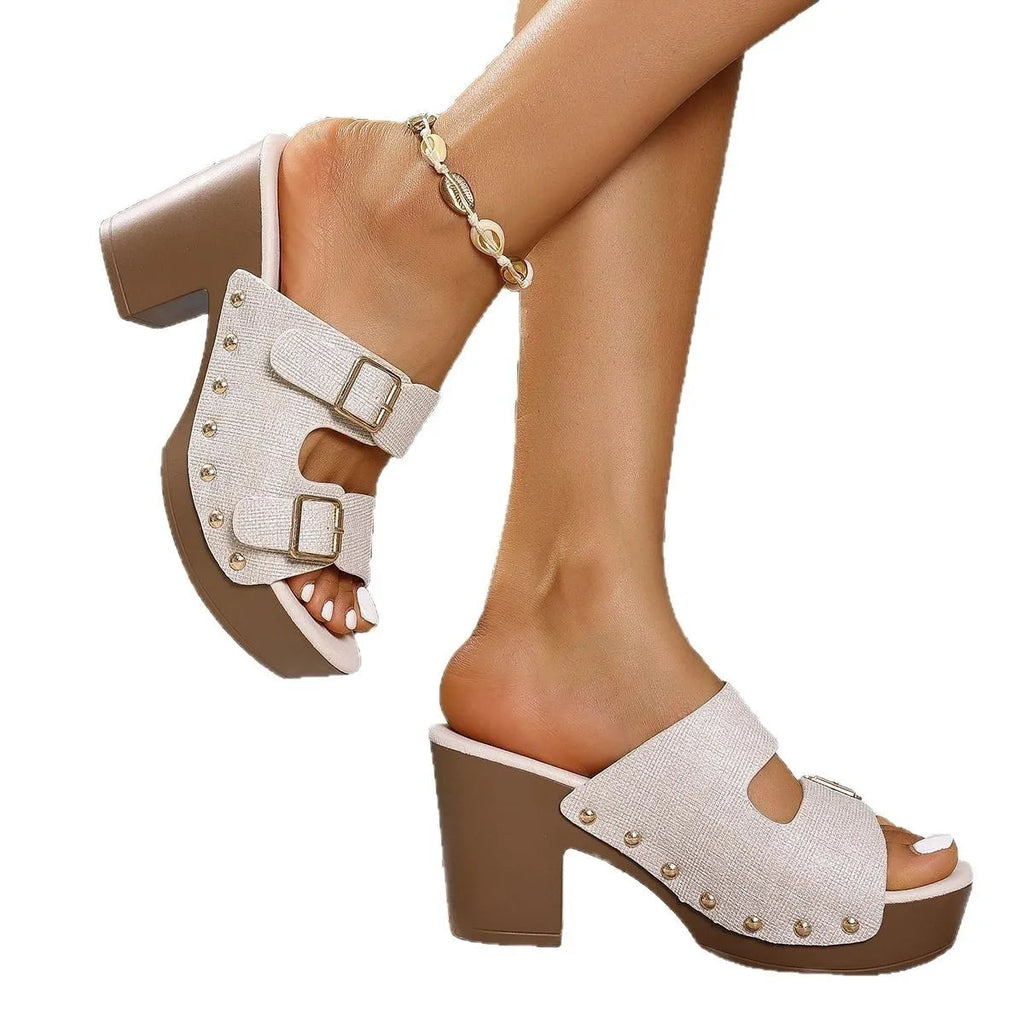 Buckle Heel Block : Heels Sandals