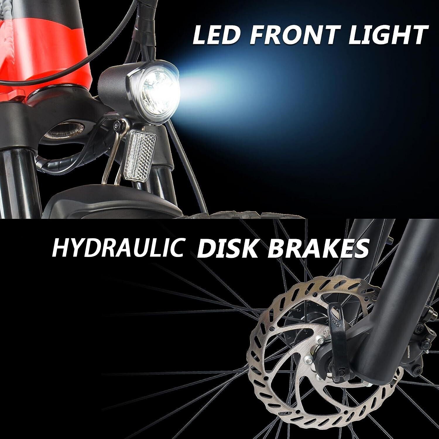 ⚡ Siroock™ Red 500W eMTB – 27.5" Electric Mountain Bike (48V, 7-Speed,