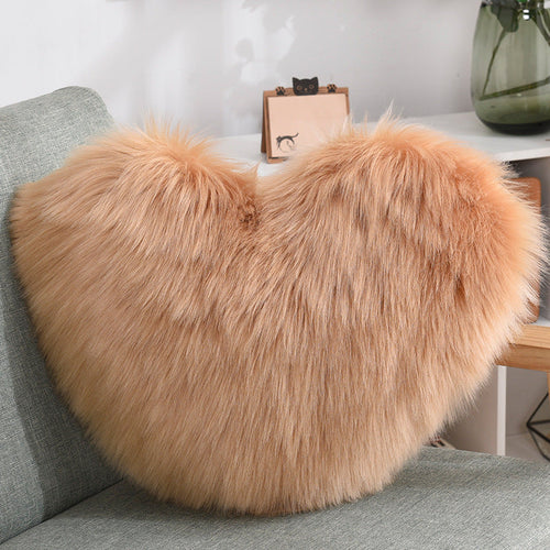 Throw Pillows Heart Shape Long Plush Fluffy Shaggy Cushion Cover Sofa
