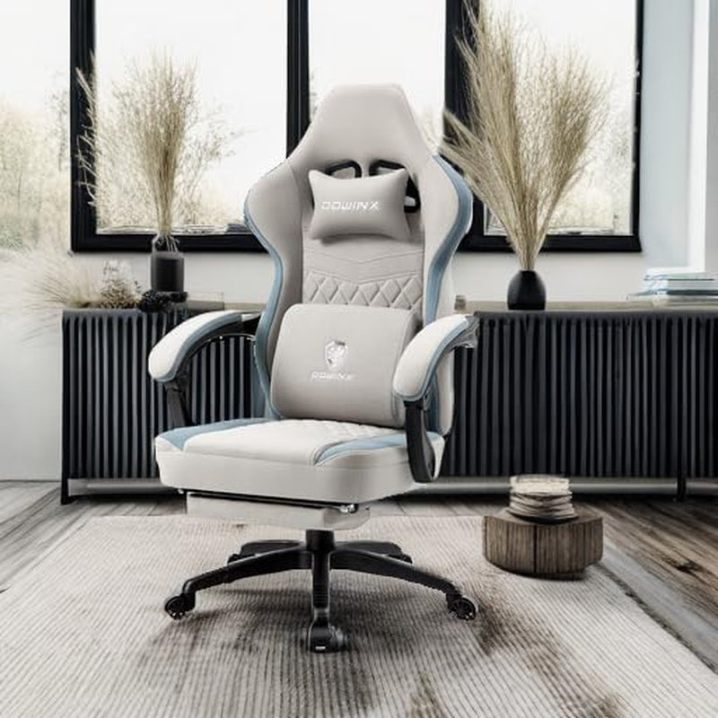Grey Gaming Chair With Pocket Spring Cushion And Gel Pad