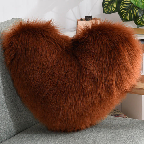 Throw Pillows Heart Shape Long Plush Fluffy Shaggy Cushion Cover Sofa