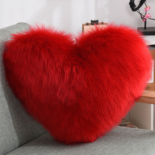 Throw Pillows Heart Shape Long Plush Fluffy Shaggy Cushion Cover Sofa