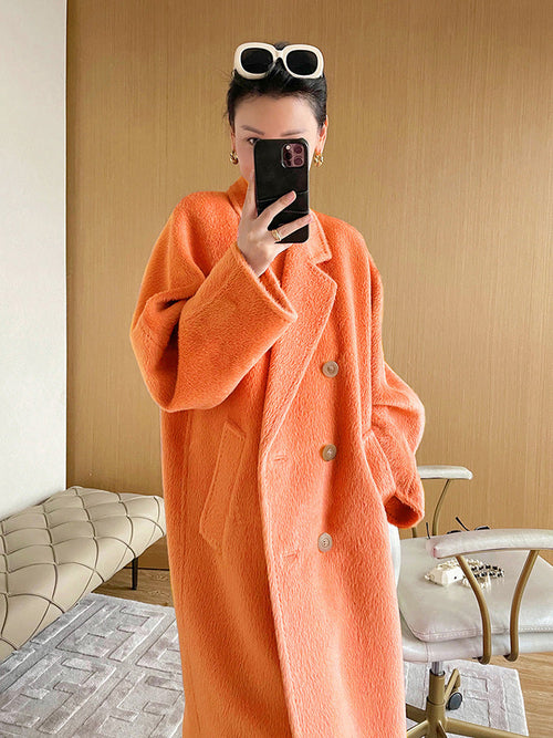 Solid Sail Sheep Camel Coat – Luxury & Warmth for Winter Elegance