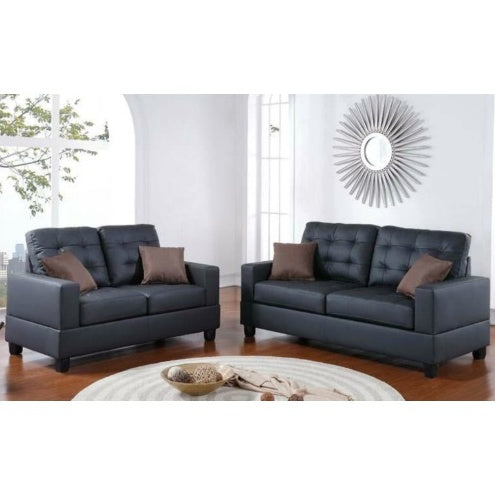 LuxeLiving™ – 2‑Piece Faux Leather Sofa Set with Pillows (US
