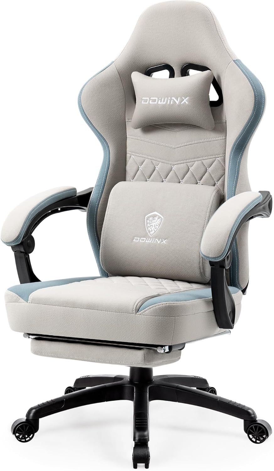 Grey Gaming Chair With Pocket Spring Cushion And Gel Pad