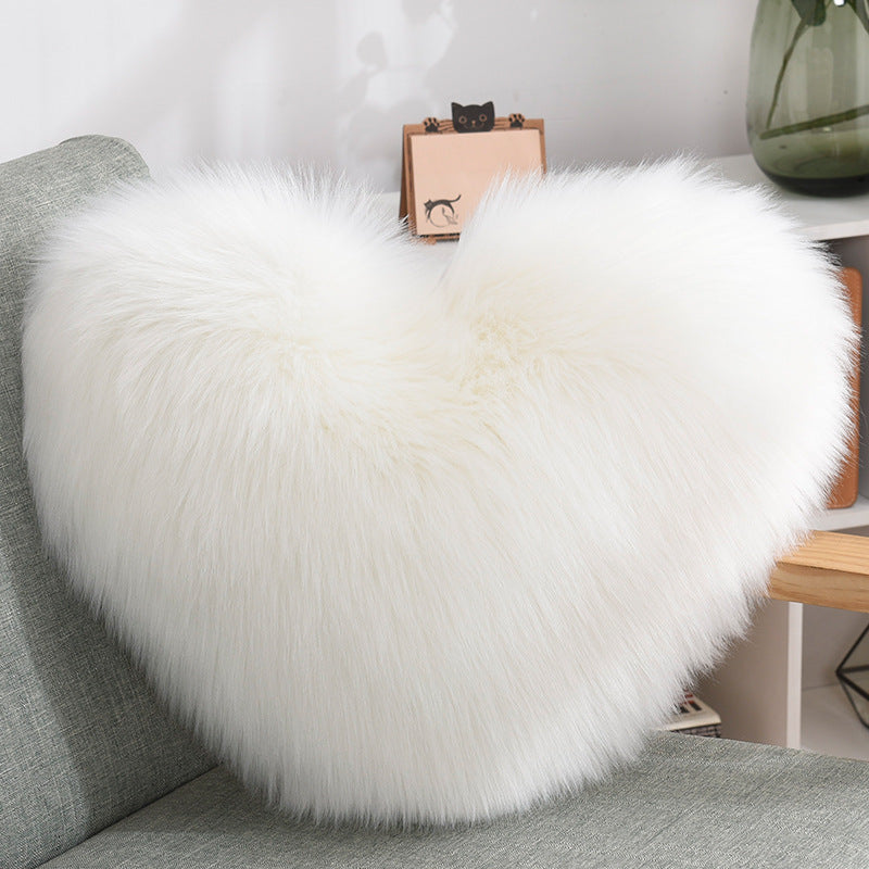Throw Pillows Heart Shape Long Plush Fluffy Shaggy Cushion Cover Sofa