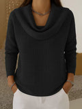 Women's Casual Loose Fashion Solid Color Waffle Long Sleeve Top