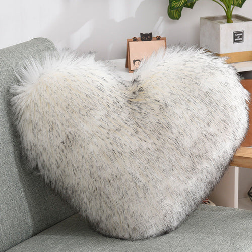 Throw Pillows Heart Shape Long Plush Fluffy Shaggy Cushion Cover Sofa