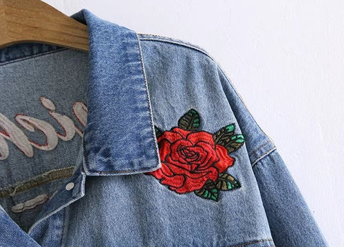 autumn behind the crane loose BF wind denim jacket short jacket female