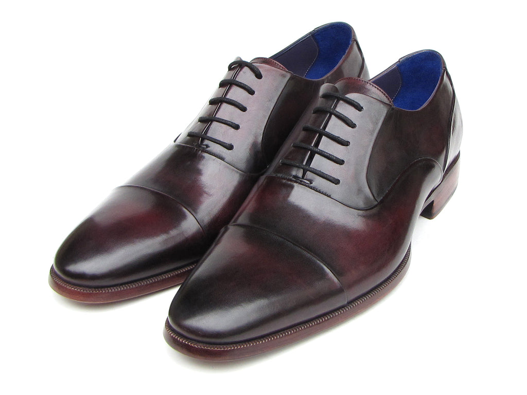 Paul Parkman Men's Captoe Oxfords Black Purple Shoes (ID#074-PURP-BLK)