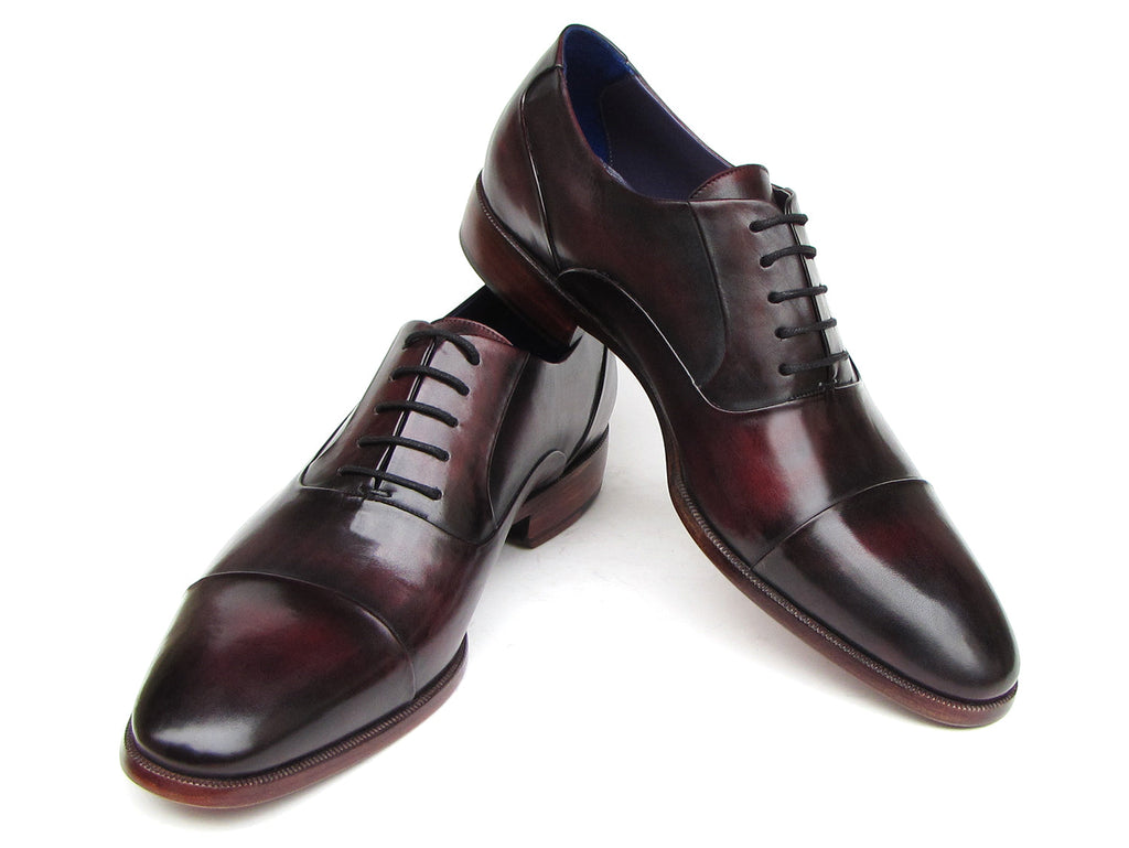 Paul Parkman Men's Captoe Oxfords Black Purple Shoes (ID#074-PURP-BLK)