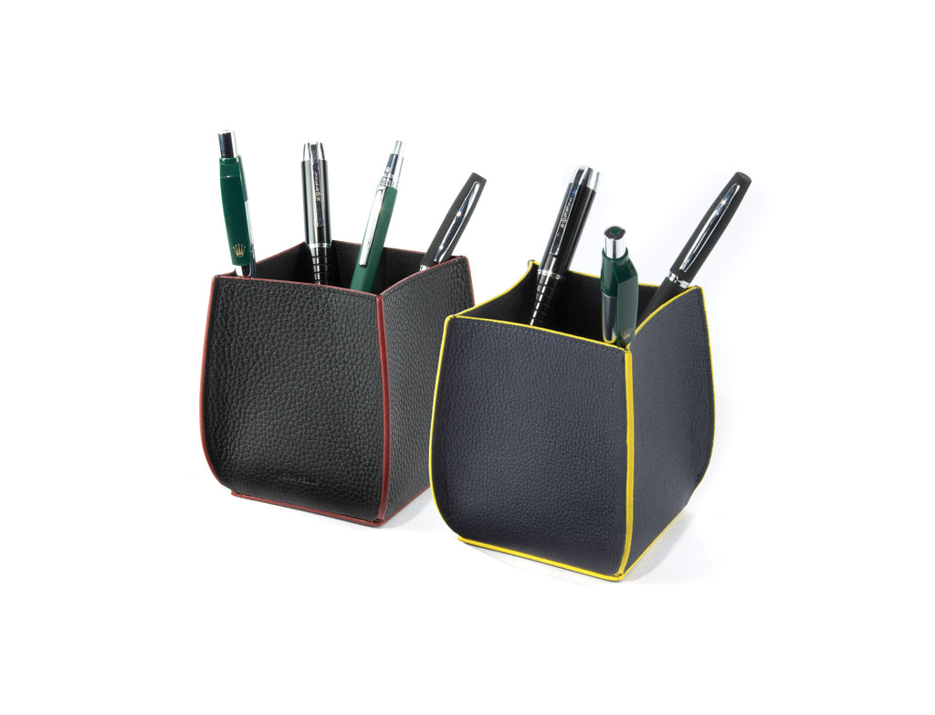 K0032AB | Porta Penne da scrivania in Vera Pelle, pieno fiore, grana