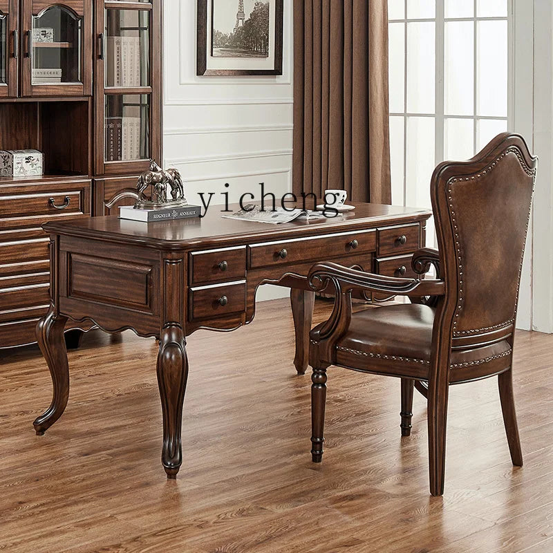 XL black walnut American retro study desk all solid wood exquisite