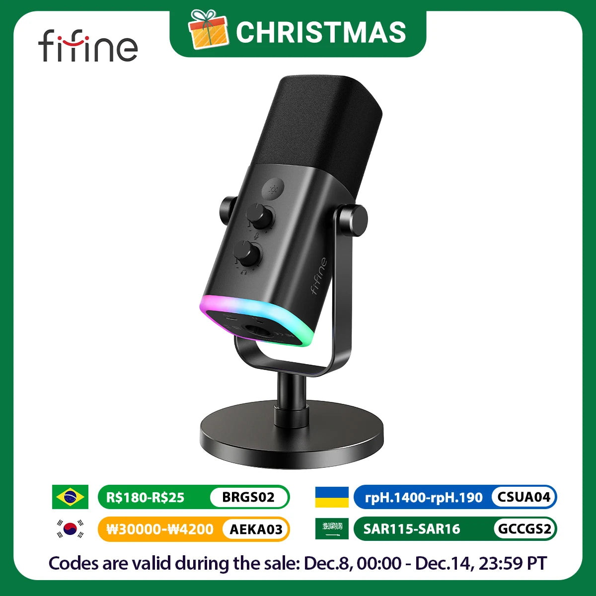 FIFINE USB/XLR Dynamic Microphone with Touch Mute Button,Headphone