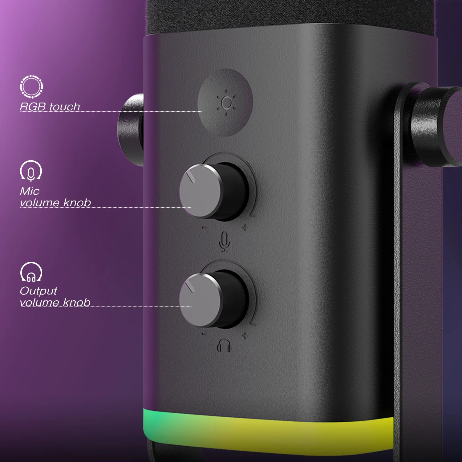 FIFINE USB/XLR Dynamic Microphone with Touch Mute Button,Headphone