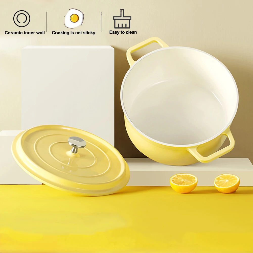 Enameled Cast Aluminum Dutch Oven with Lid Home Kitchen Enamel Stock