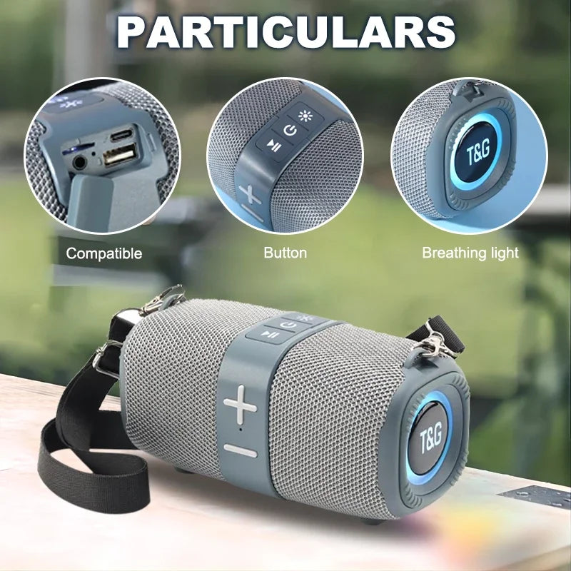 T&G TG667 Crossbody LED Light Portable Bluetooth Speaker Outdoor Small