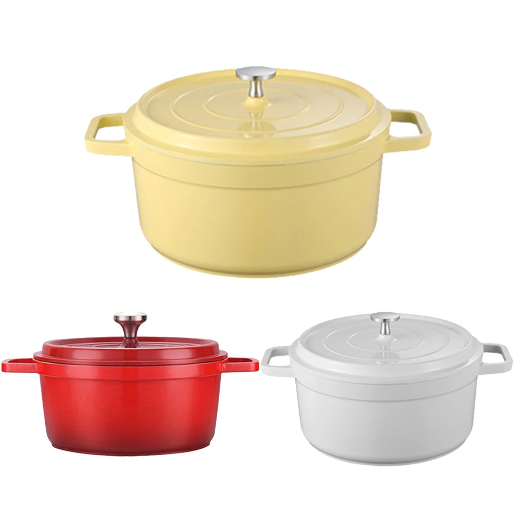 Enameled Cast Aluminum Dutch Oven with Lid Home Kitchen Enamel Stock