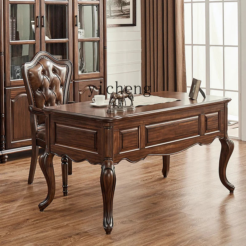 XL black walnut American retro study desk all solid wood exquisite