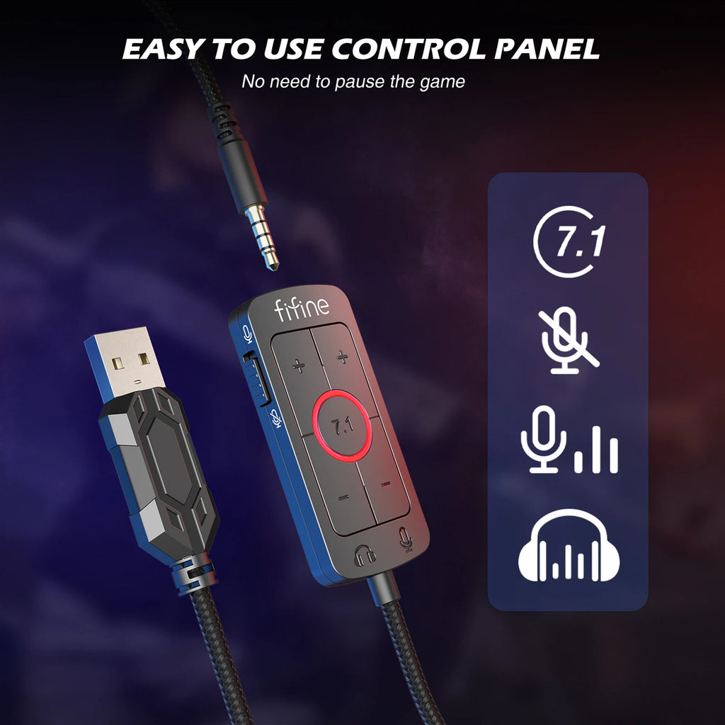 FIFINE Headset,3.5 mm jack&USB Headphone with 7.1 Surround Sound/volum