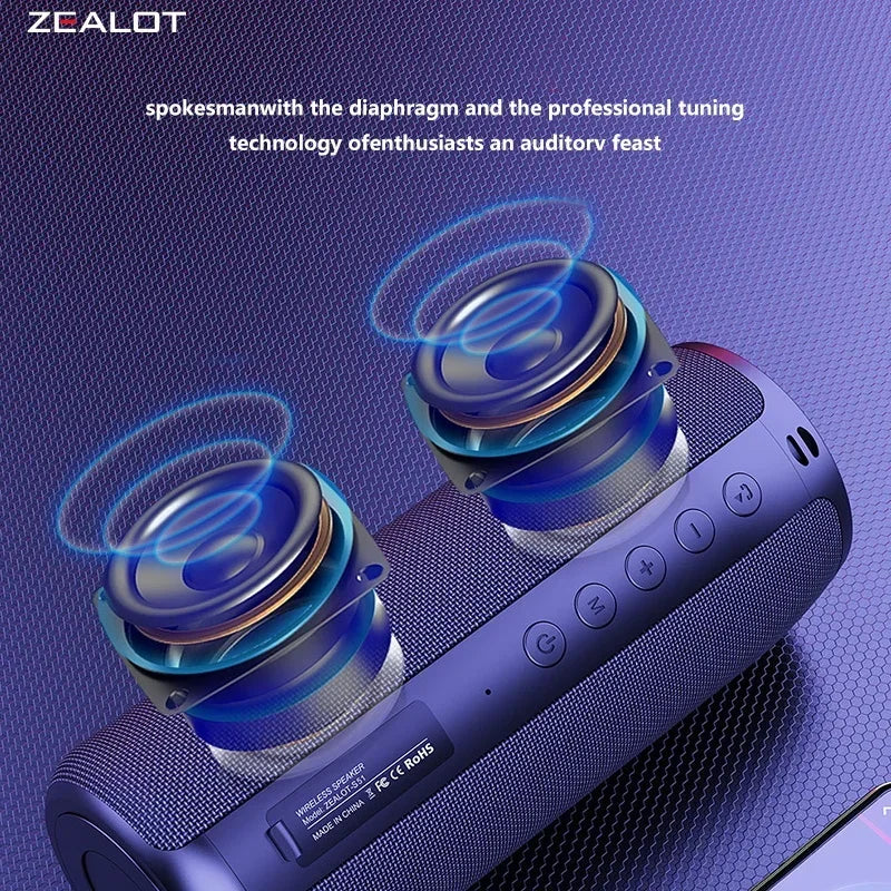 Zealot -S51 Wireless Speakers, Outdoor Portable Subwoofer Speaker