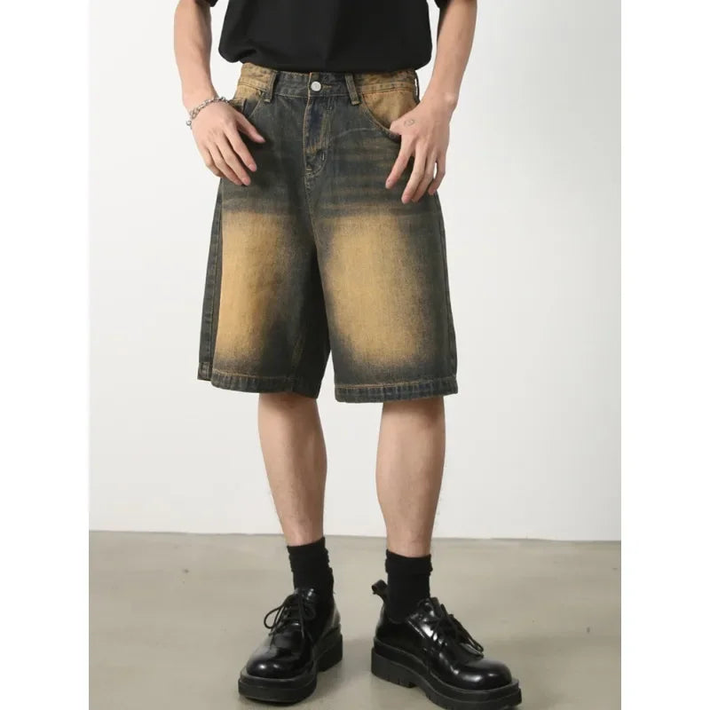 Botvotee S-3XL Summer Men's Denim Shorts Jeans Solid Color Straight