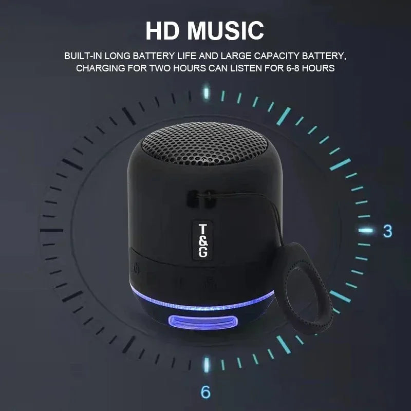 Mini Bluetooth Speaker LED Light Wireless Bass Box Player Stereo
