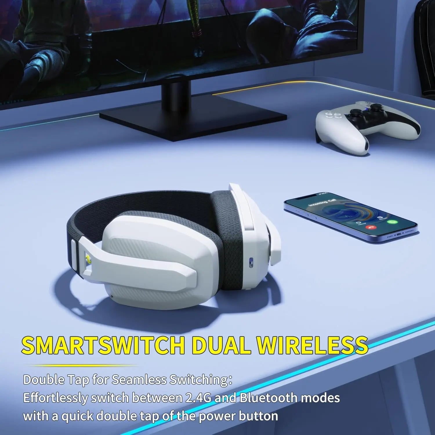 BINNUNE BW06 2.4GHz Wireless Gaming Headset with Mic for PS5 PS4 PC