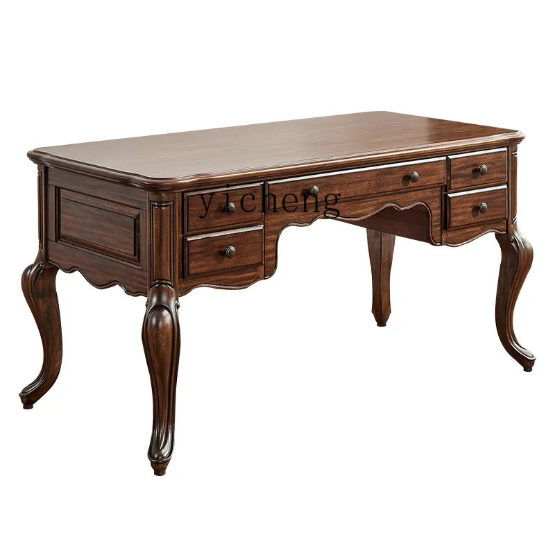 XL black walnut American retro study desk all solid wood exquisite