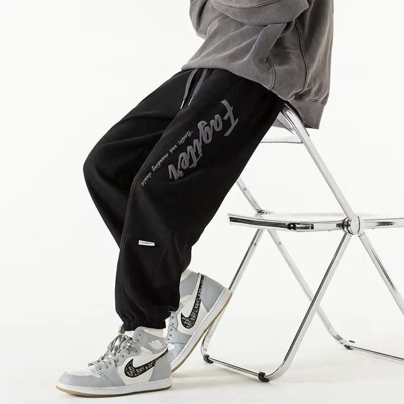 S-5XL Men's Sweatpants Solid Loose Fit Mens Pants Autumn Fashion Blue