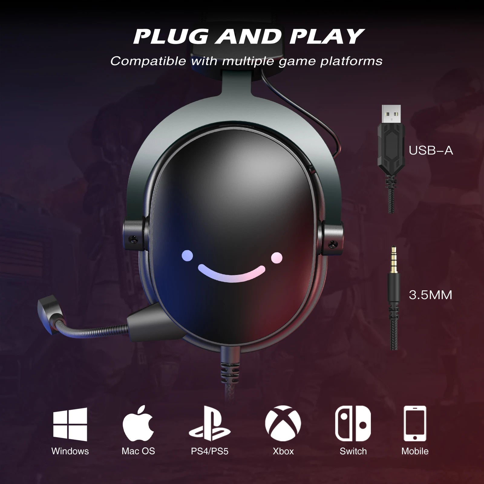 FIFINE Headset,3.5 mm jack&USB Headphone with 7.1 Surround Sound/volum