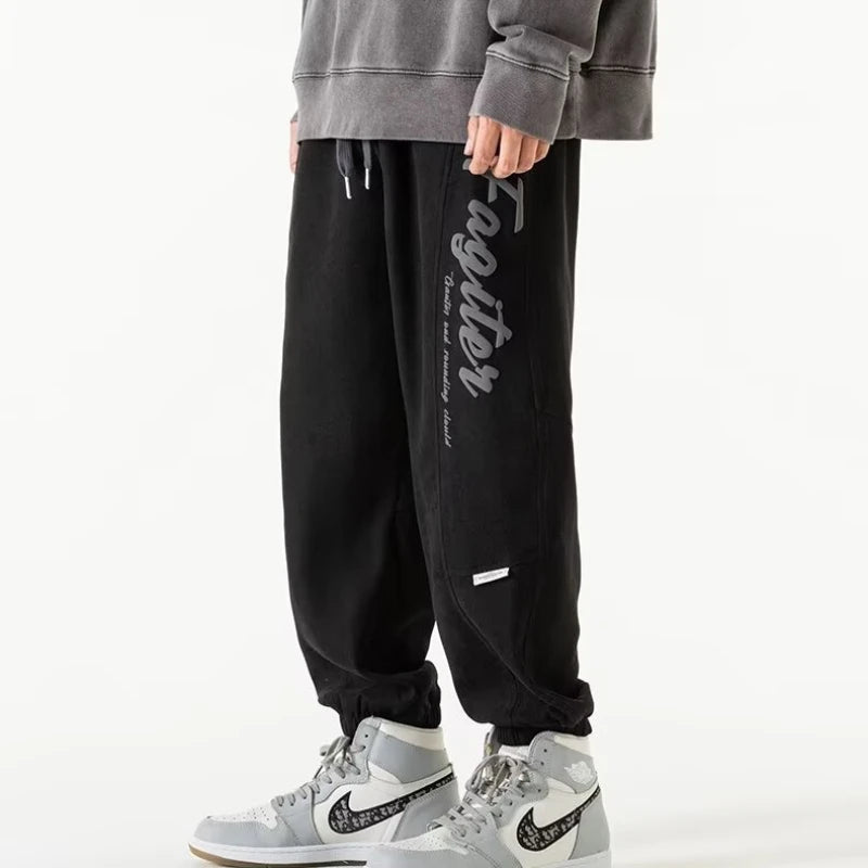 S-5XL Men's Sweatpants Solid Loose Fit Mens Pants Autumn Fashion Blue