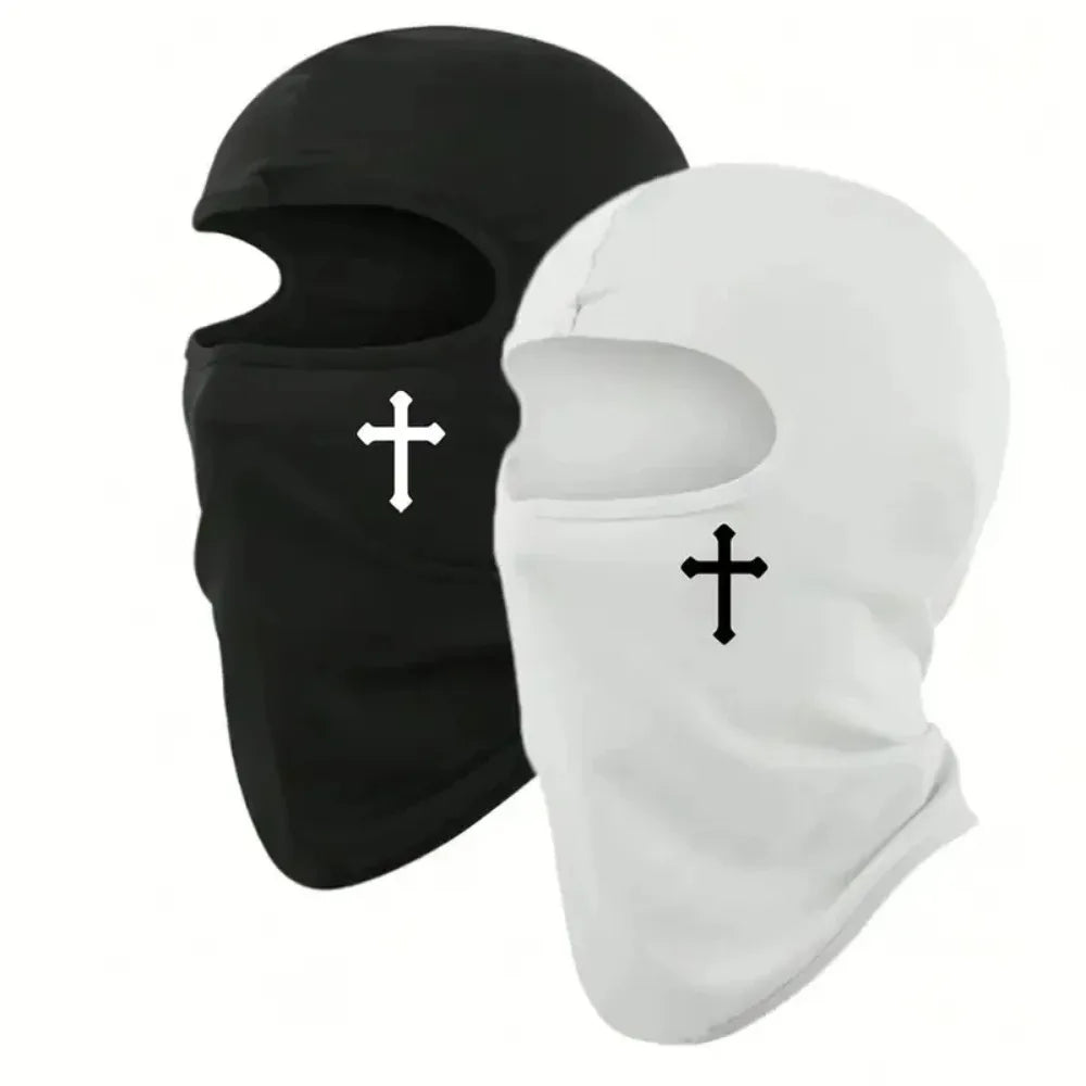 Black Cross Face Ski Mask - Breathable for Cycling, Motorcycling,