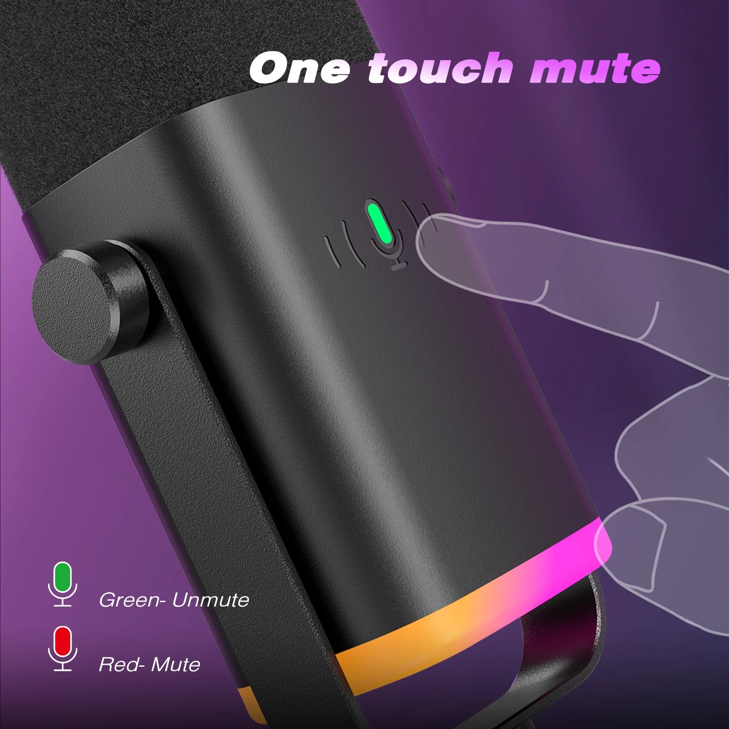 FIFINE USB/XLR Dynamic Microphone with Touch Mute Button,Headphone