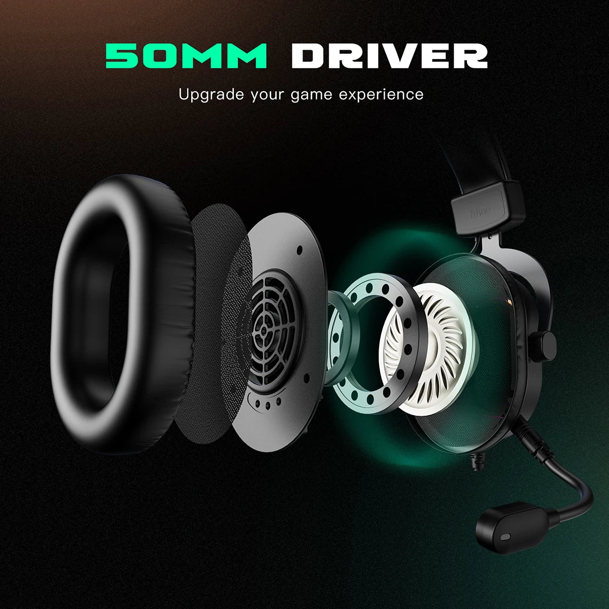 Fifine Dynamic RGB Gaming Headset with Mic Over-Ear Headphones 7.1