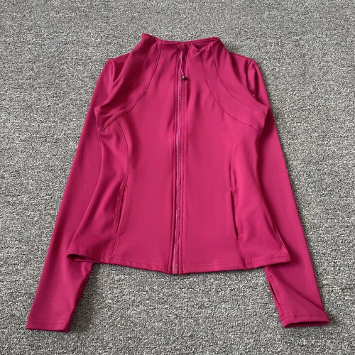 Quick Dry Stand Up Collar Fitness Jacket For Women Slim-Fit Zipper