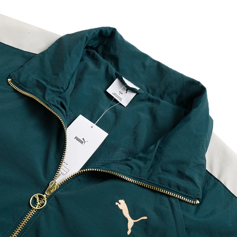 Puma Men's Woven Fashion Stand Collar Jacket Green Sportswear Running