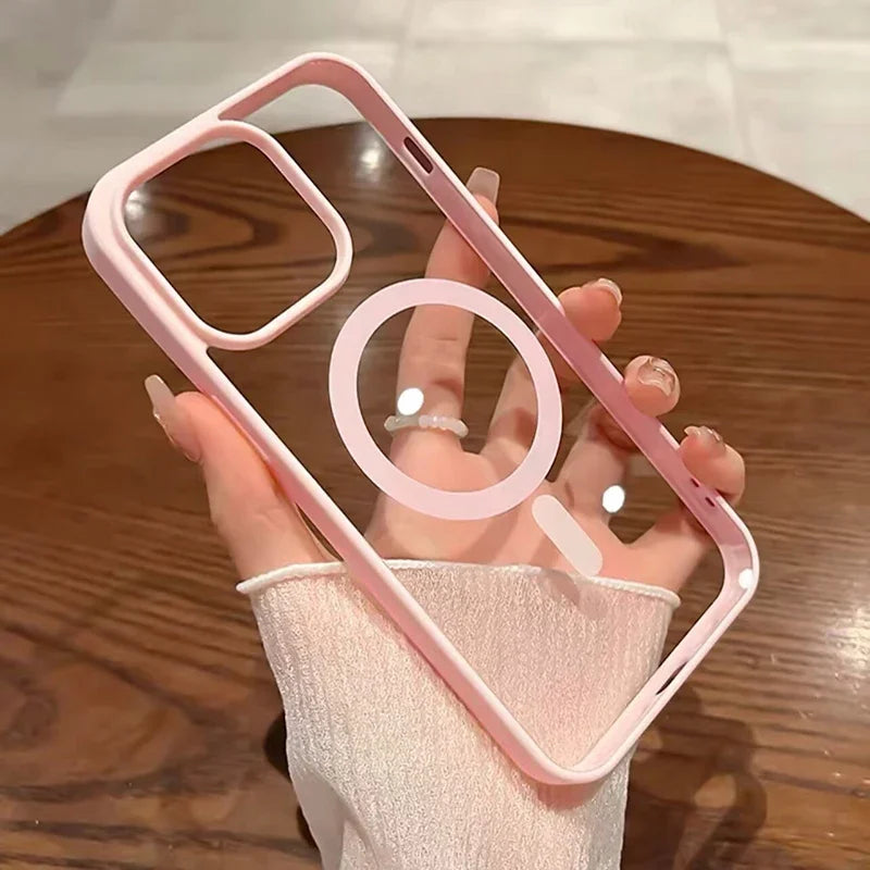 Pink Transparent Acrylic Case for iPhone 17 Air 16 15 14 13 12 11 Pro