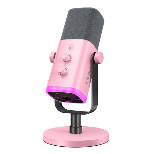 FIFINE USB/XLR Dynamic Microphone with Touch Mute Button,Headphone