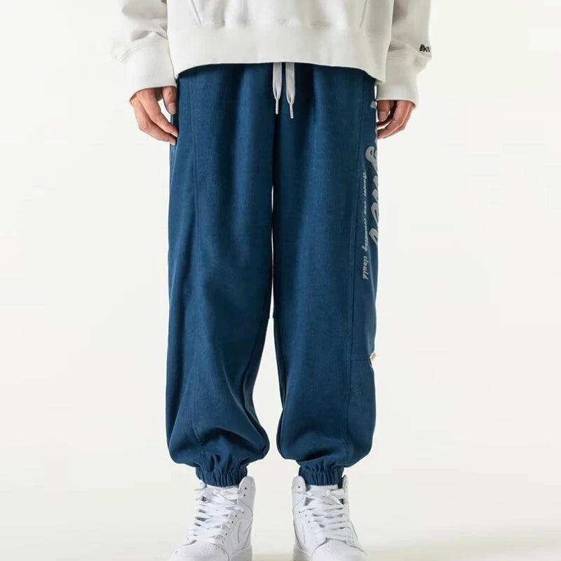 S-5XL Men's Sweatpants Solid Loose Fit Mens Pants Autumn Fashion Blue