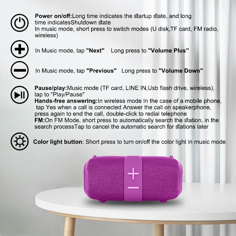 T&G TG667 Crossbody LED Light Portable Bluetooth Speaker Outdoor Small