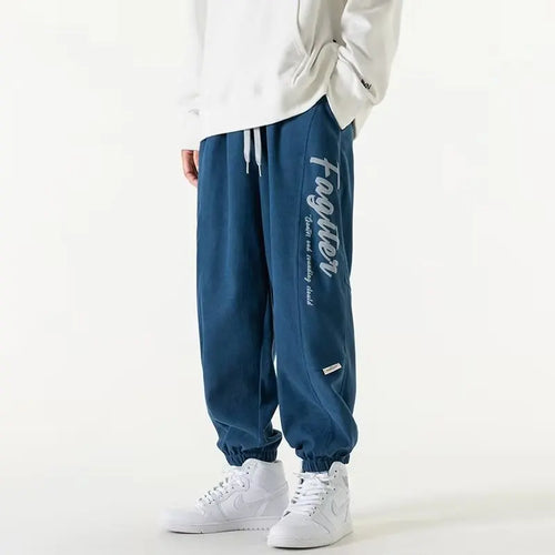 S-5XL Men's Sweatpants Solid Loose Fit Mens Pants Autumn Fashion Blue
