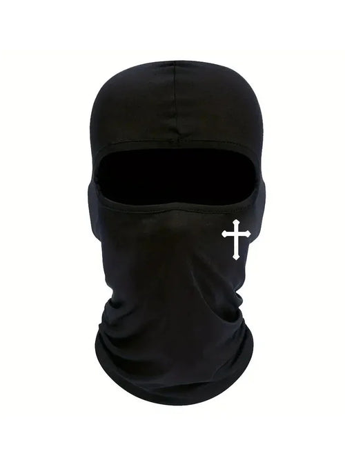 Black Cross Face Ski Mask - Breathable for Cycling, Motorcycling,